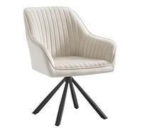 Fauteuil de salon - Fauteuil Pivotant - SONGMICS - Velours - Accoudoirs - Beige Cappuccino et Noir
