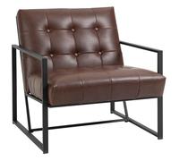 HOMCOM Fauteuil Lounge Chesterfield Assise Dossier capitonnés Structure métal Noir revêtement synthétique Chocolat