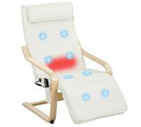 Fauteuil de salon - HOMCOM - massant et chauffant - dossier haut appui-tête et repose-pieds - tissu aspect lin - 67x95x101cm - crème