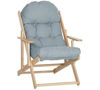 HomCom - Fauteuil de salon - Pliable et inclinable en bois - Coussin capitonné - Gris 71x89x96 cm