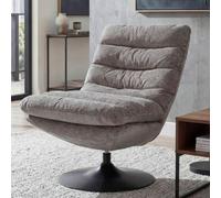 Fauteuil de salon HWC-Q29, fauteuil cocktail/rembourré/relax, fauteuil pivotant, tissu chenille (470 g/m²), certifié Oeko-Tex, structure en acier taupe-crème