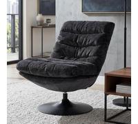 Fauteuil de salon HWC-Q29, fauteuil cocktail/rembourré/relax, fauteuil pivotant, tissu chenille (470 g/m²), certifié Oeko-Tex, structure en acier gris foncé