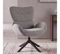 Fauteuil de salon HWC-Q53, fauteuil de salon, chaise de salle à manger, pivotant, métal, chenille (420 g/m²) ~ gris foncé