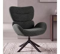 Fauteuil de salon HWC-Q53, fauteuil de salon, chaise de salle à manger, pivotant, métal, chenille (420 g/m²) ~ vert foncé