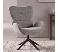 Fauteuil de salon HWC-Q53, fauteuil de salon, chaise de salle à manger, pivotant, métal, chenille (420 g/m²) ~ gris foncé