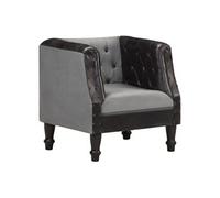 Fauteuil de Salon Meuble de Salle de Séjour Chambre à Coucher Bureau Intérieur Maison Noir Cuir Véritable Bois de Manguier Massif