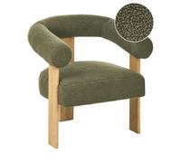 Fauteuil de Salon Rétro Pieds en Bois Marron Clair Revêtement Rembourré Bouclé V