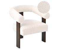 Fauteuil de Salon Rétro Pieds en Bois Marron Foncé Revêtement Rembourré Bou