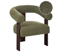 Fauteuil de Salon Rétro Pieds en Bois Marron Foncé Revêtement Rembourré Bouclé V