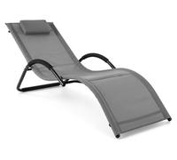 Fauteuil de sauna COSTWAY avec coussin de tête amovible, transat de jardin, transat pour extérieur, résistant aux intempéries, chaise longue, fauteuil relaxant, supportant jusqu'à 160 kg, couleur gris