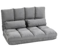 Fauteuil de sol 2-en-1 avec fonction d'inclinaison, fauteuil de relaxation, fauteuil de sol en polyester au toucher velouté, gris | 102 x 73 x 60 cm | Dossier à 3 positions | jusqu'à 120 kg