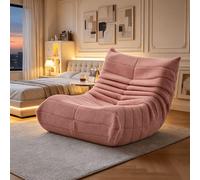 Fauteuil de Sol en Tissu Bou hauffeuse Lounge sans Pieds, Canapé Paresseux 1 Place, Fauteuil Relax Rembourré pour Salon, Chambre, Lecture et Coin Détente, 105 x 86 x 75 cm (Rose)