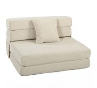 Fauteuil de sol - HOMCOM - convertible en lit - oreiller, poches latérales - velours côtelé - 100 x 76 x 62 cm - crème