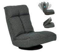 Fauteuil de sol - HOMCOM - pliable - pivotant à 360° - dossier réglable en 5 positions et assise large - lin - 58x107x79cm - gris