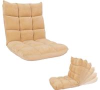 Fauteuil de sol HWC-N43, fauteuil de relaxation Coussin de sol Fauteuil pliant 6 positions de relaxation, structure stable en velours ~ beige