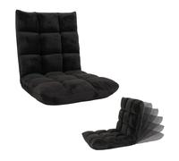 Fauteuil de sol HWC-N43, fauteuil de relaxation Coussin de sol Fauteuil pliant 6 positions de relaxation, structure stable en velours ~ noir