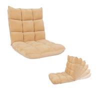 Fauteuil de sol HWC-N43, fauteuil de relaxation Coussin de sol Fauteuil pliant 6 positions de relaxation, structure stable en velours ~ beige