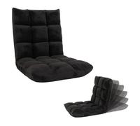 Fauteuil de sol HWC-N43, fauteuil de relaxation Coussin de sol Fauteuil pliant 6 positions de relaxation, structure stable en velours ~ noir
