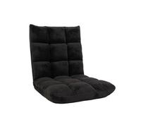 Fauteuil de sol HWC-N43, fauteuil de relaxation Coussin de sol Fauteuil pliant 6 positions de relaxation, structure stable en velours ~ noir