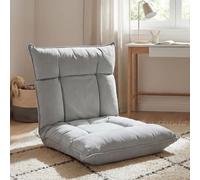 Fauteuil de sol HWC-N44, fauteuil de relaxation Coussin de sol Canapé de sol Fauteuil pliant 6 positions de relaxation, structure stable en velours ~ gris clair