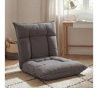 Fauteuil de sol HWC-N44, fauteuil de relaxation Coussin de sol Canapé de sol Fauteuil pliant 6 positions de relaxation, structure stable en velours ~ gris foncé
