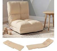 Fauteuil de sol HWC-N45, fauteuil-lit pliable Fauteuil fonctionnel, fonction sommeil pliable cadre acier velours beige