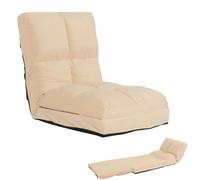 Fauteuil de sol HWC-N45, fauteuil-lit pliable Fauteuil fonctionnel, fonction sommeil pliable cadre acier velours beige