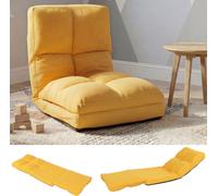 Mendler Fauteuil de sol HWC-N45 – Fauteuil-lit pliable velours, cadre acier – Jaune