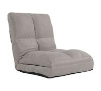 Mendler Fauteuil de sol HWC-N45 – Fauteuil‑lit pliable, cadre acier, velours gris clair