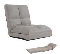 Fauteuil de sol HWC-N45, fauteuil-lit pliable Fauteuil fonctionnel, fonction sommeil pliable cadre acier velours gris clair