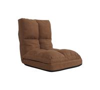 Fauteuil de sol HWC-N45, fauteuil-lit pliable Fauteuil fonctionnel, fonction sommeil pliable cadre acier velours brun
