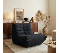 Fauteuil de sol 'Kodsø' rembourré Fauteuil de sol avec dossier 75 x 90 x 100 cm microfibre noir