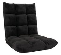 Mendler – Fauteuil de sol HWC‑N43 – Fauteuil de relaxation pliant 6 positions, velours noir