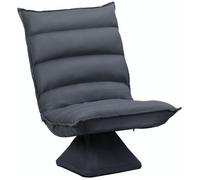 HOMCOM Fauteuil de sol paresseux pivotant 360° avec dossier inclinable design capitonné - revêtement en tissu microfibre gris foncé