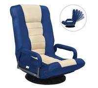 Fauteuil de sol pliable - COSTWAY - Dossier réglable 6 positions - Base pivotante 360° - Bleu foncé