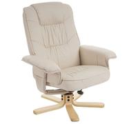 Fauteuil de télé M56, fauteuil de relaxation sans tabouret, similicuir crème