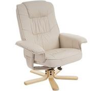 Fauteuil de télé M56, fauteuil de relaxation sans tabouret, similicuir crème Beige G