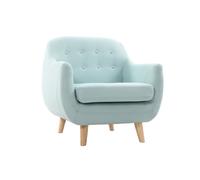 Fauteuil déhoussable scandinave en tissu menthe à l'eau et bois clair YNOK
