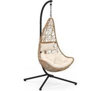 IDMarket - Fauteuil Demi-Lune Suspendu ajouré Effet rotin avec Coussin écru