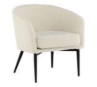 Fauteuil Design Bouclette Fluffy 70cm Blanc