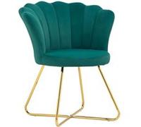 HomCom Fauteuil coquillage velours pieds en acier 69 x 64 x 80 cm vert foncé
