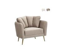 Fauteuil design de salon rembourré avec pieds en métal doré Kiev - Gris