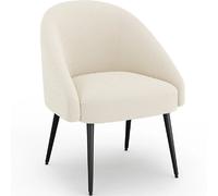 Fauteuil Design - En Bouclette Fausse Fourrure Tapissée - Boucles Blanches - Wasda Blanc