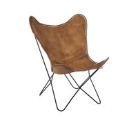 Fauteuil Design en Cuir Papillon 73cm Marron