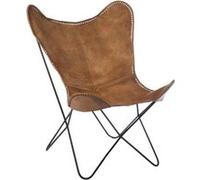 Fauteuil Design en Cuir Papillon 73cm Marron