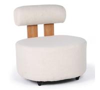 Fauteuil Design en Tissu Bouclette Jasper 73cm Beige & Naturel