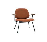 Fauteuil design en tissu effet laine bou terre brûlée, métal noir et bois foncé BARNET