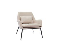 Fauteuil design en tissu effet velours beige et métal noir MAXINE