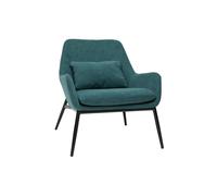 Fauteuil design en tissu effet velours bleu canard et métal noir MAXINE