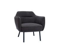 Fauteuil design en tissu effet velours gris foncé et métal noir LAURENS
